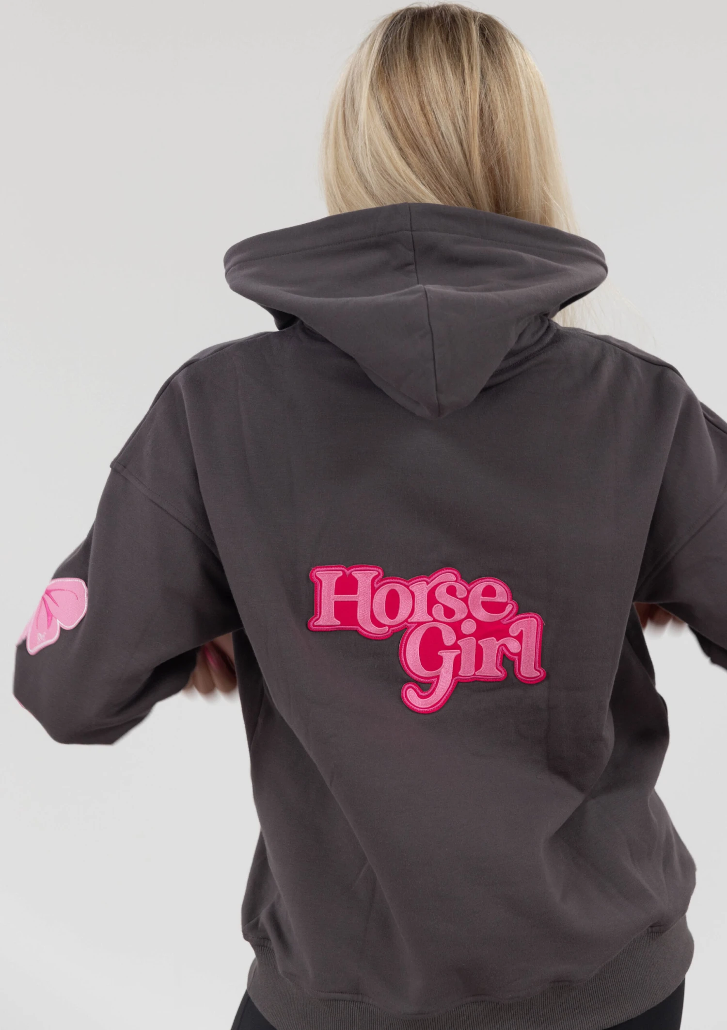 Horse Girl Patch Hoodie - Charcoal 7 Horse Girl Patch Hoodie - Charcoal - Image 5