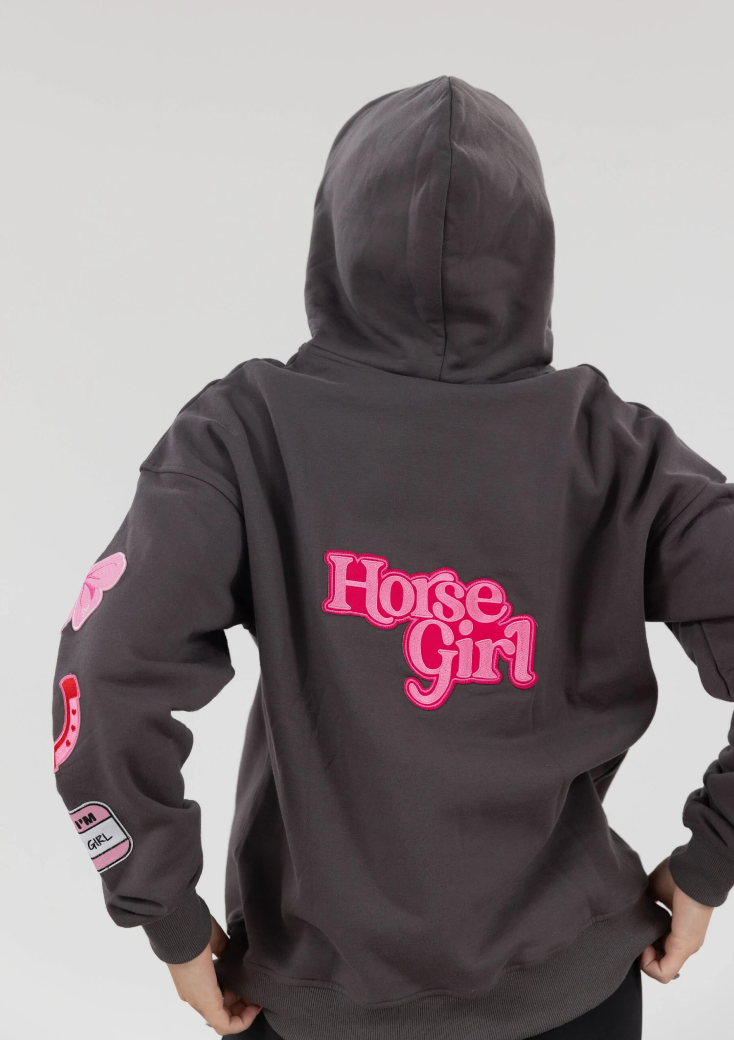 Horse Girl Patch Hoodie - Charcoal 8 Horse Girl Patch Hoodie - Charcoal - Image 6