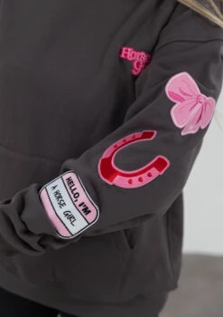 Horse Girl Patch Hoodie - Charcoal 18 Horse Girl Patch Hoodie - Charcoal -Black Heart Equestrian Store 92A1481