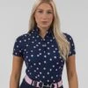 AirTec Short Sleeve Base Layer - Pink & Midnight Polka Dot