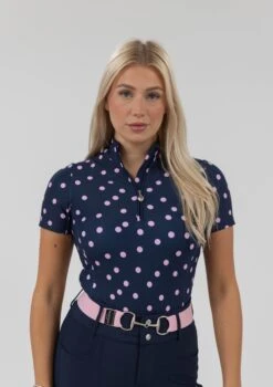 AirTec Short Sleeve Base Layer - Pink & Midnight Polka Dot