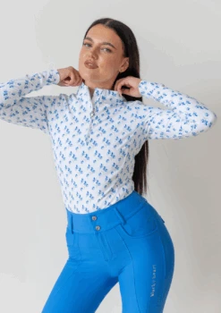 AirTec Base Layer - Blue Floral -Black Heart Equestrian Store BLUEFLORALBL 5