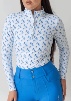 AirTec Base Layer - Blue Floral -Black Heart Equestrian Store BLUEFLORALBL 7