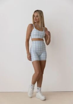 Active Scrunch Shorts - Blue Check