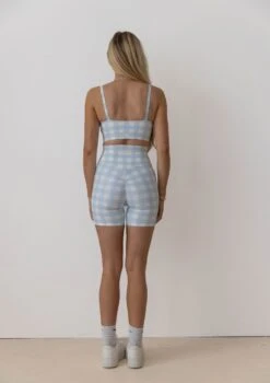Active Scrunch Shorts - Blue Check -Black Heart Equestrian Store GINGHAMSET 4