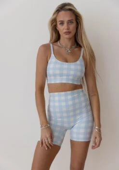 Active Sports Bra - Blue Check