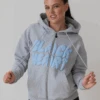 Full Zip Bubble Print Hoodie - Grey -Black Heart Equestrian Store GREYFULLZIP