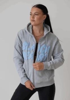 Full Zip Bubble Print Hoodie - Grey -Black Heart Equestrian Store GREYFULLZIP 4