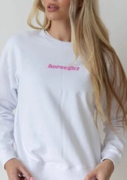 Horse Girl Crew Neck Sweatshirt - White 8 Horse Girl Crew Neck Sweatshirt - White -Black Heart Equestrian Store HORSEGIRLCREWWHITE 4