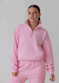 Collegiate Cropped Half Zip - Bubblegum -Black Heart Equestrian Store PINKCOLLEGIATE 2