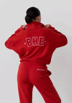 Collegiate Cropped Half Zip - Red -Black Heart Equestrian Store REDCOLLEGIATE 2