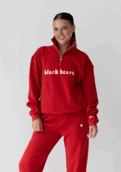 Half Zip Essentials Sweater - Red