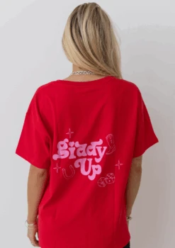 Giddy Up T Shirt - Red -Black Heart Equestrian Store REDTSHIRT 3