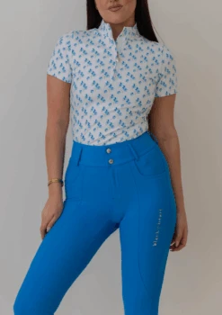 AirTec Short Sleeve Base Layer - Blue Floral -Black Heart Equestrian Store SSBLUEFLORAL 2