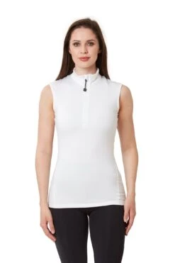 Sleeveless Base Layer - White -Black Heart Equestrian Store WHITE SLEEVELESS FRONT