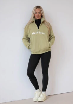 Half Zip Essentials Sweater - Chive -Black Heart Equestrian Store chiveecom