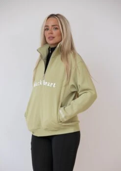 Half Zip Essentials Sweater - Chive -Black Heart Equestrian Store chiveecom 3