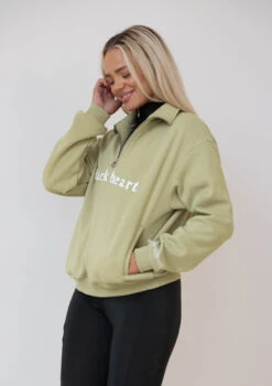 Half Zip Essentials Sweater - Chive -Black Heart Equestrian Store chiveecom 6