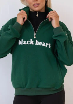 Half Zip Essentials Sweater - Emerald -Black Heart Equestrian Store emeraldecom 4