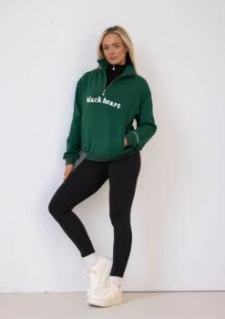 Half Zip Essentials Sweater - Emerald -Black Heart Equestrian Store emeraldecom 5