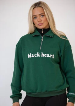 Half Zip Essentials Sweater - Emerald -Black Heart Equestrian Store emeraldecom 6
