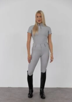 AirTec Short Sleeve Base Layer - Light Grey -Black Heart Equestrian Store lightgreyss 2