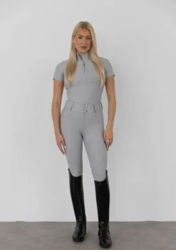 AirTec Short Sleeve Base Layer - Light Grey -Black Heart Equestrian Store lightgreyss