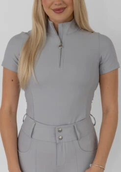 AirTec Short Sleeve Base Layer - Light Grey -Black Heart Equestrian Store lightgreyss 4