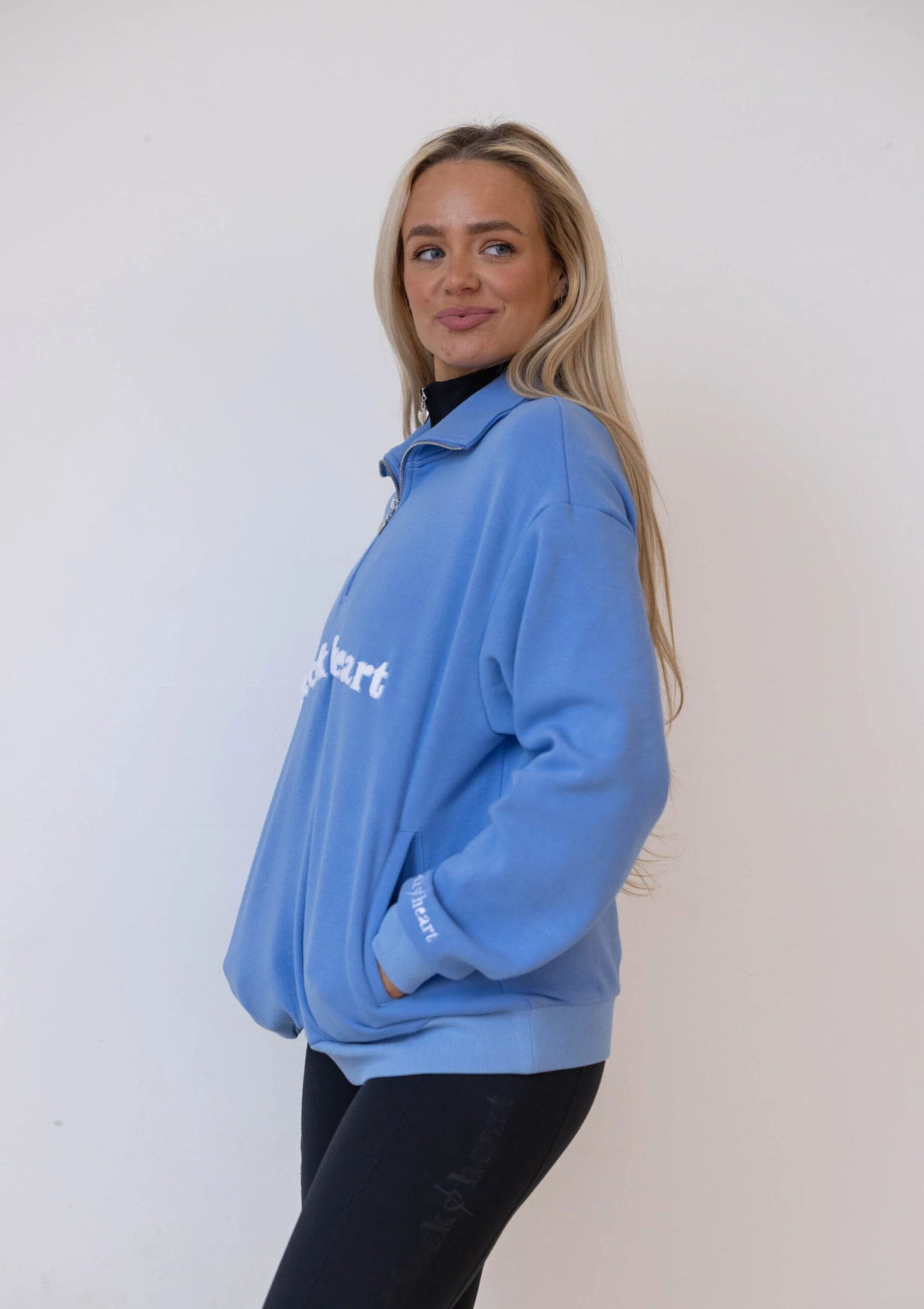 Half Zip Essentials Sweater - Sky 4 Half Zip Essentials Sweater - Sky - Image 2