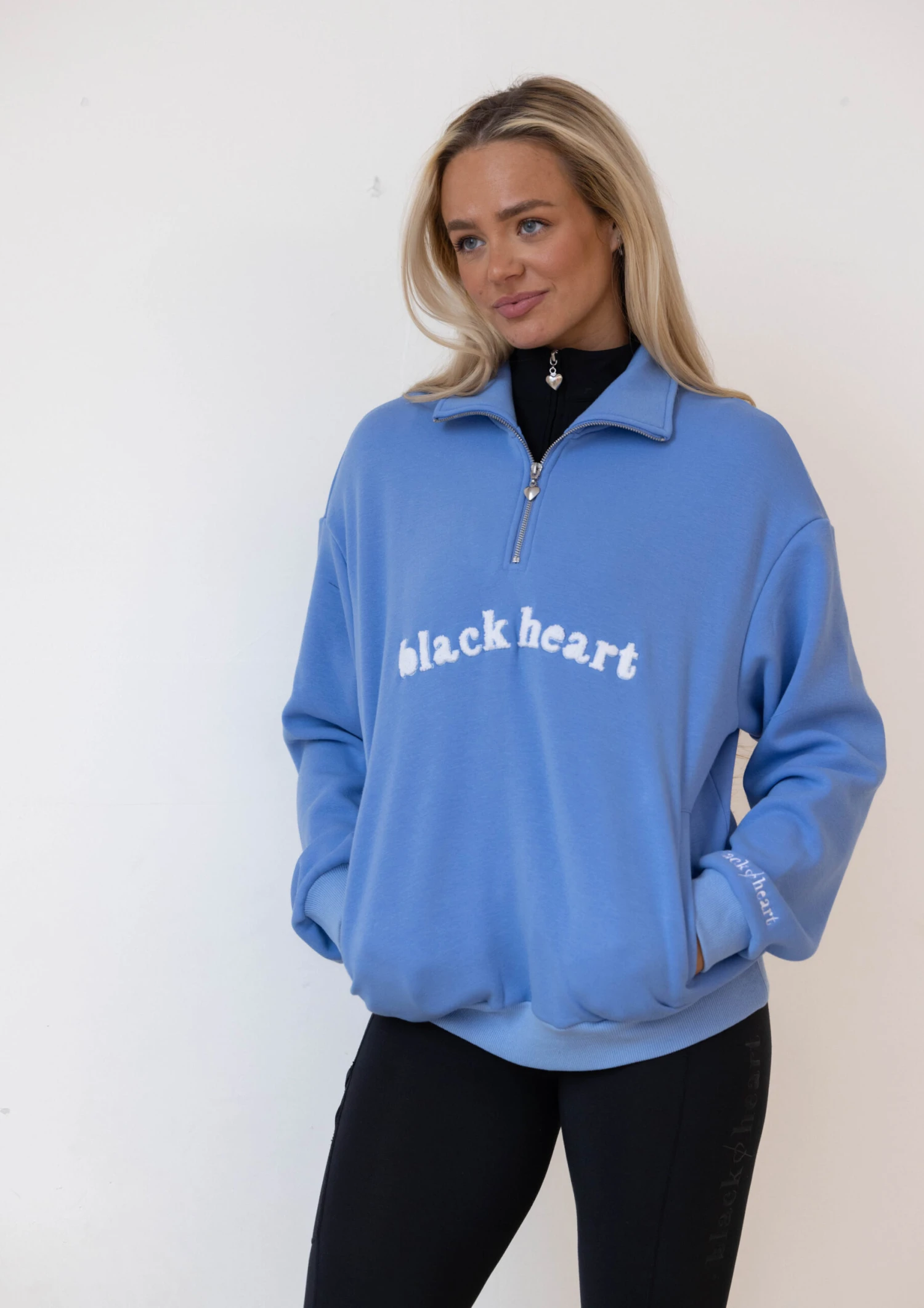 Half Zip Essentials Sweater - Sky 7 Half Zip Essentials Sweater - Sky - Image 5