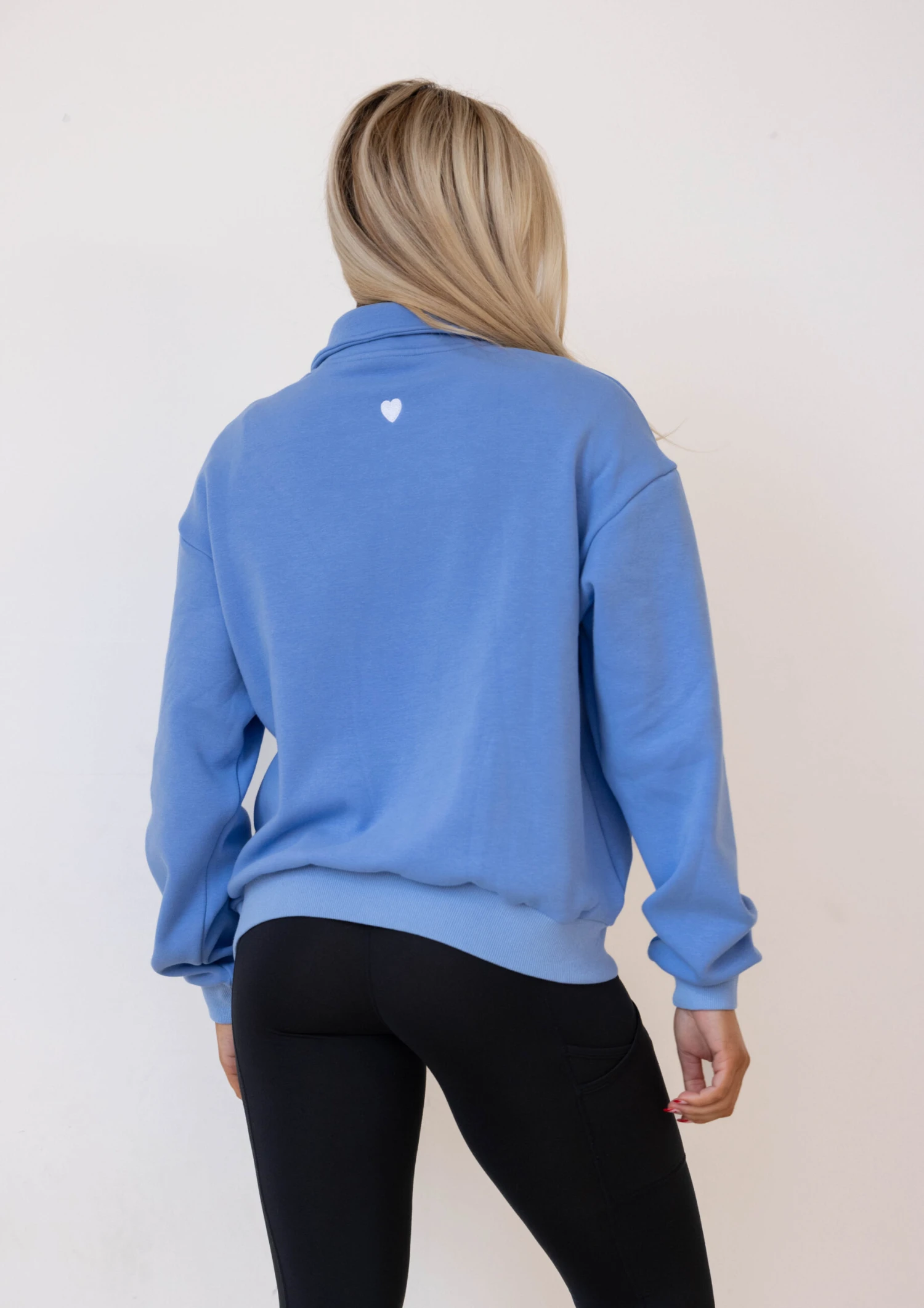 Half Zip Essentials Sweater - Sky 5 Half Zip Essentials Sweater - Sky - Image 3